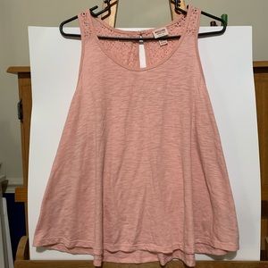 Pink lace back tank top